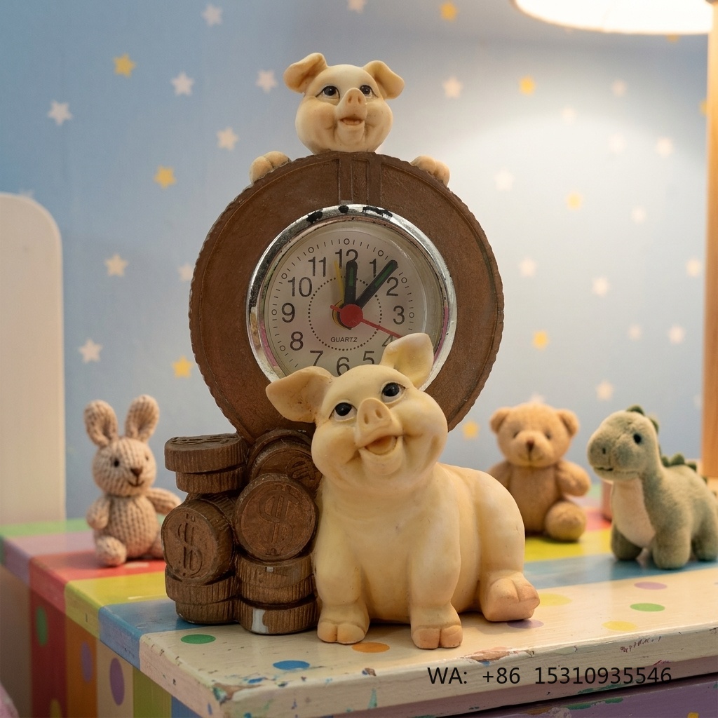 Resin Crafts - Reloj de Cerdo de Dibujos Animados